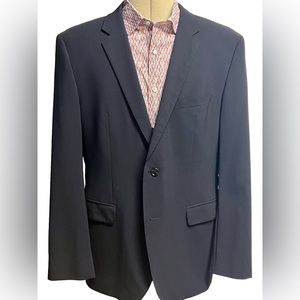 HUGO BOSS Men’s 44R Virgin Wool Two-Piece “Stretch” Navy Blue Modern Fit Suit
